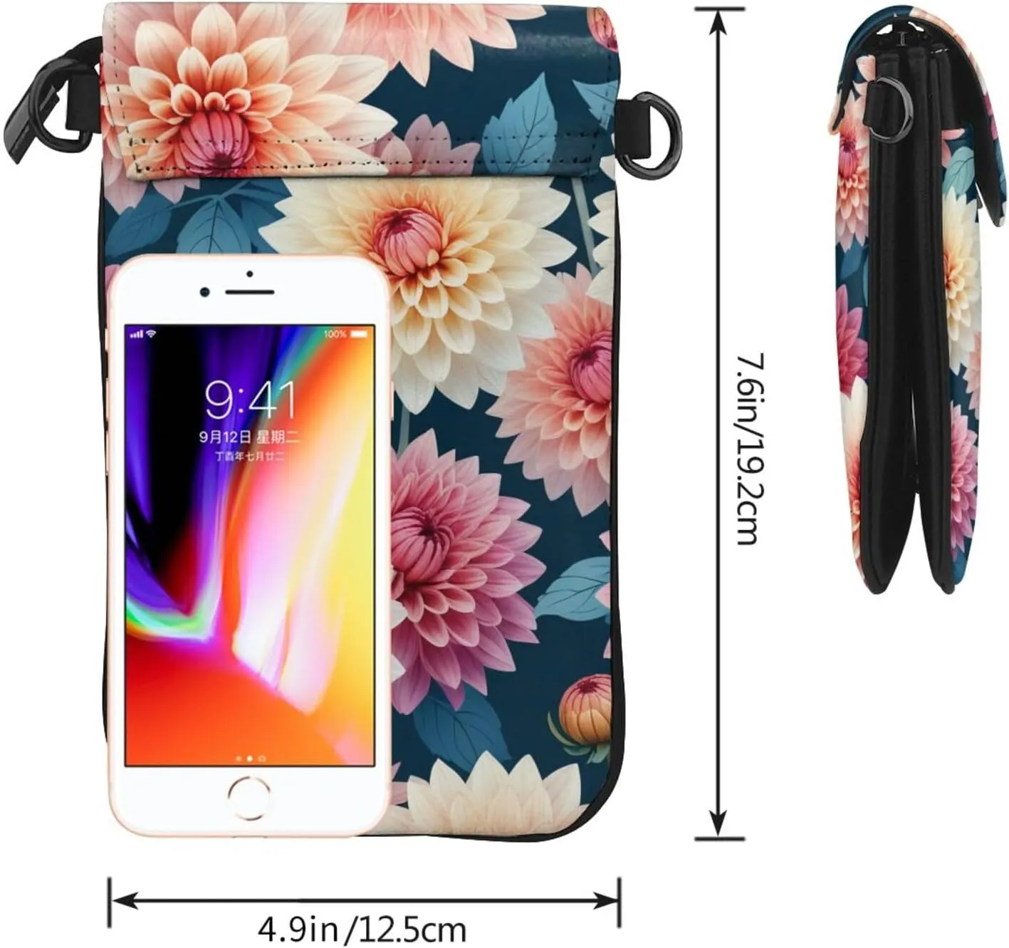 Small Crossbody Bags for Women,Leather Shoulder Bag for Cell Phone Purse with Strap and Tropical tree Printed