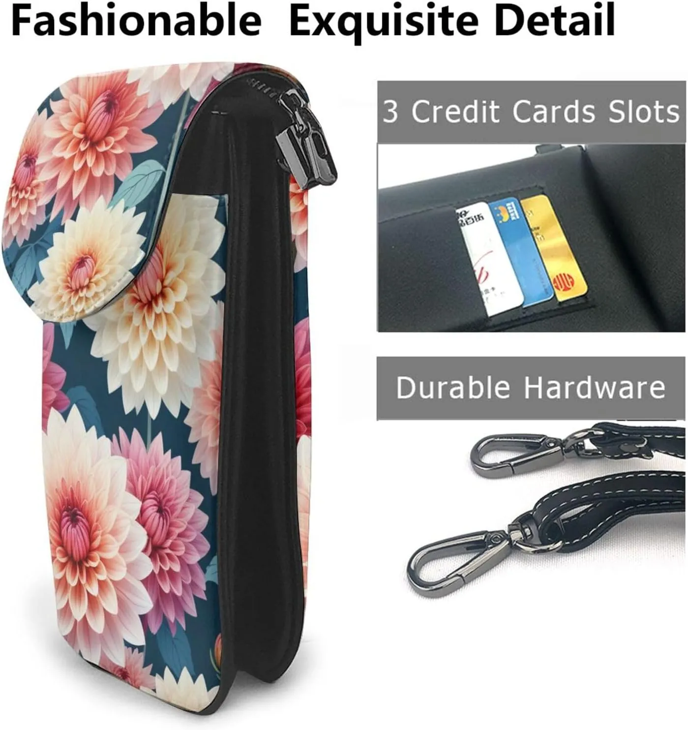 Small Crossbody Bags for Women,Leather Shoulder Bag for Cell Phone Purse with Strap and Tropical tree Printed