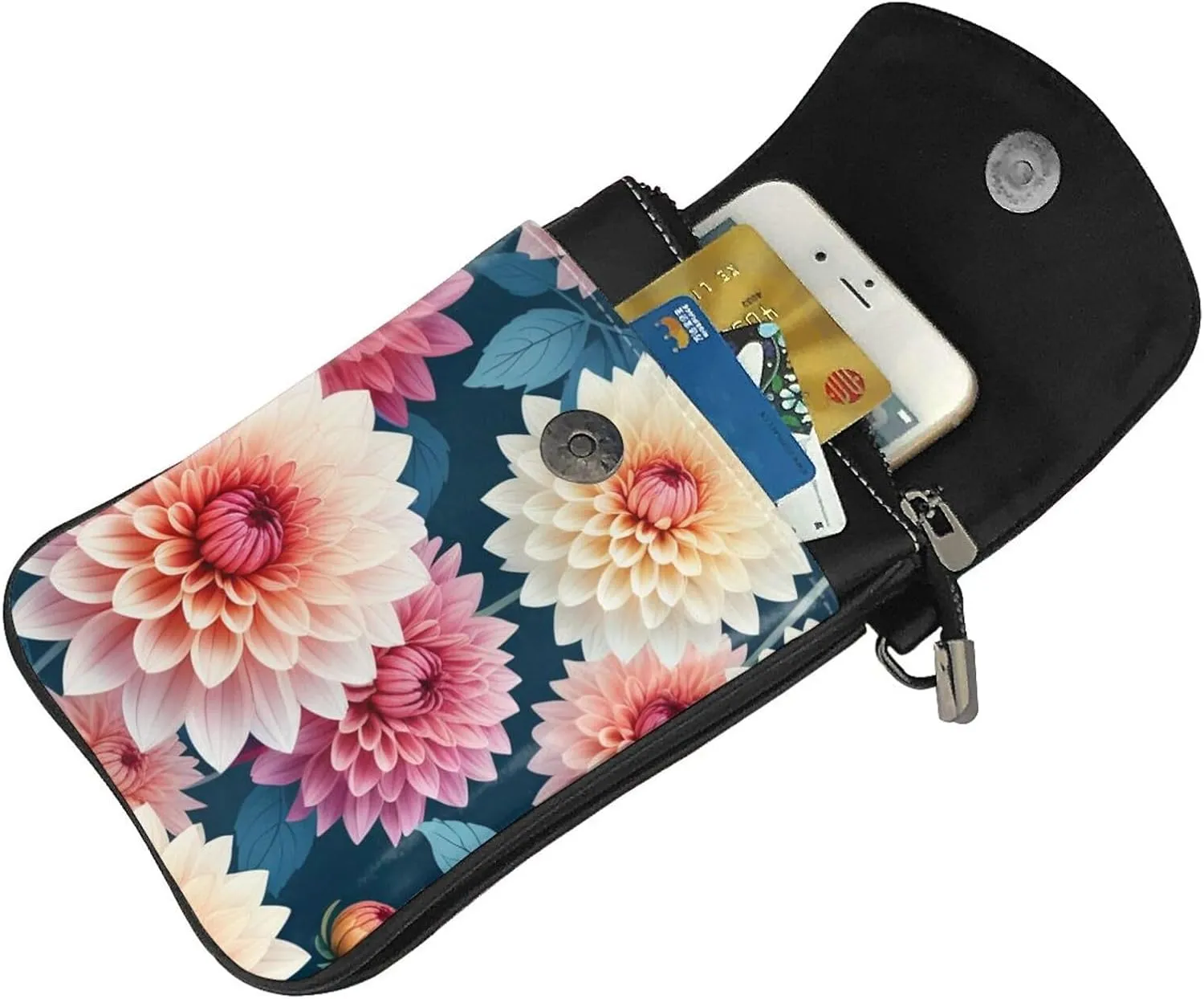 Small Crossbody Bags for Women,Leather Shoulder Bag for Cell Phone Purse with Strap and Tropical tree Printed