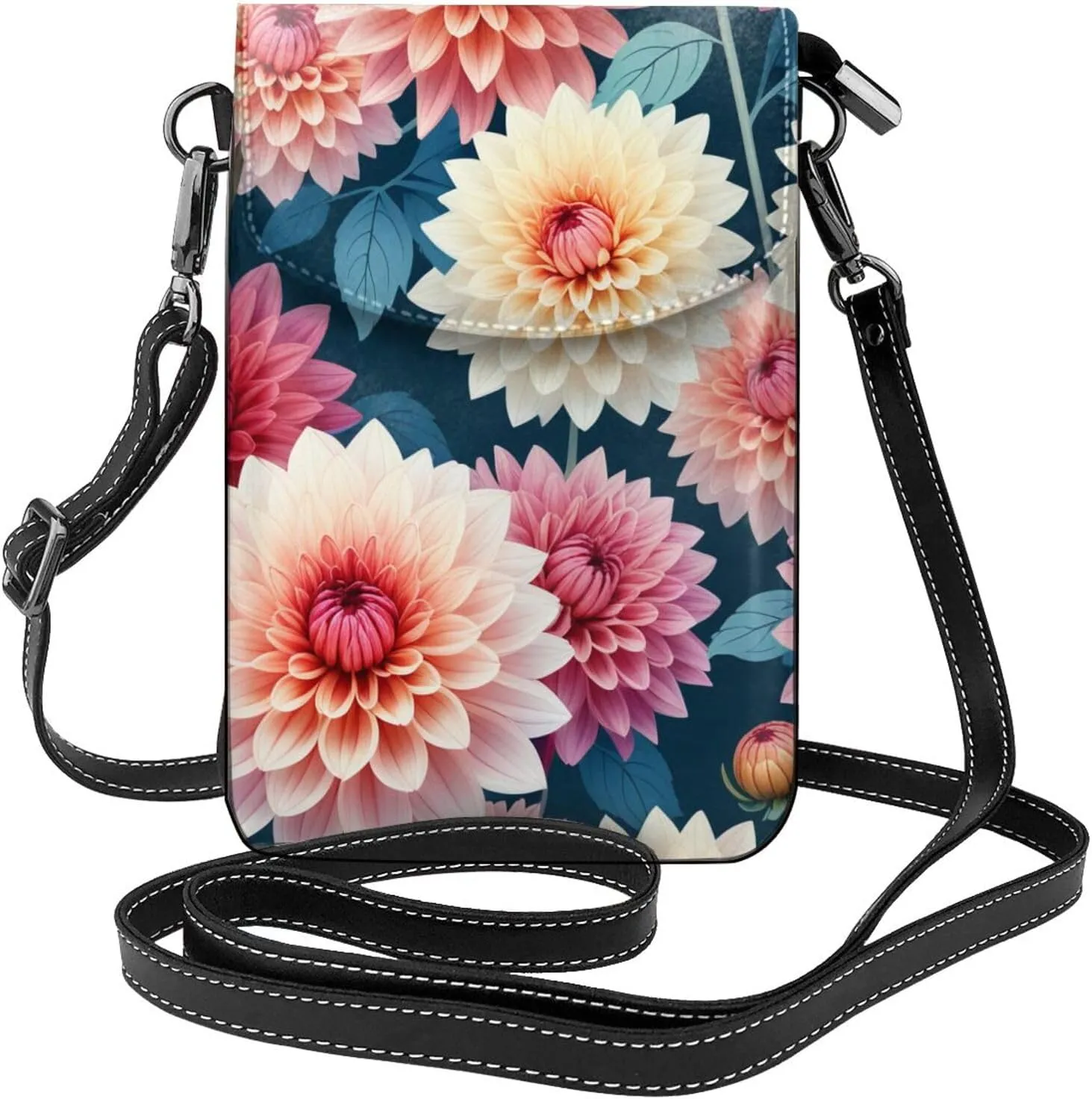 Small Crossbody Bags for Women,Leather Shoulder Bag for Cell Phone Purse with Strap and Tropical tree Printed
