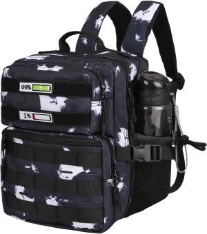 Small Tactical Backpack for Men Women Gym Hiking Camping Travel Sport 15L Mini MOLLE Tactical Daypack Rucksack with Patches (Black Lighting)