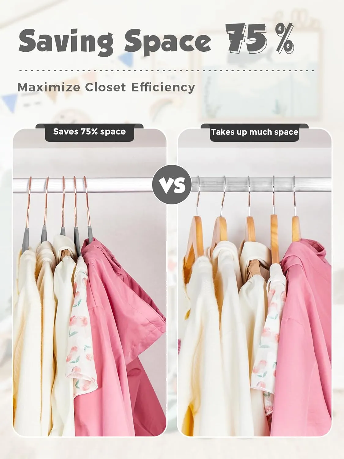 Smartor Kids Velvet Hangers 50 Pack, 14'' Inch Premium Non Slip Kids Felt Hangers for Closet, Space Saving Toddler Clothes Hanger for Youth's Childrens' Clothes (Rose Gold Hook)- Grey