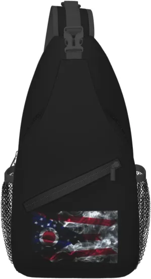 Smoke Flag Of Ohio Crossbody Bags For Women Men Chest Backpack Gym Shoulder Bag Travel Outdoor Sports Casual Crossbody Bags
