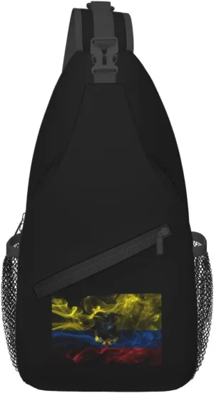 Smoke Style Flag Of Ecuador Crossbody Bags For Women Men Chest Backpack Gym Shoulder Bag Travel Outdoor Sports Casual Crossbody Bags