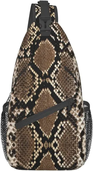Snakeskin Crossbody Bag Snake Shoulder Bag Backpack Funny Sling Bag Chest Casual Daypack for Outdoor
