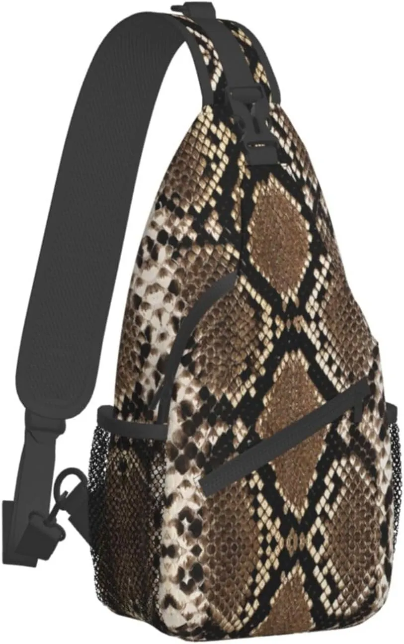 Snakeskin Crossbody Bag Snake Shoulder Bag Backpack Funny Sling Bag Chest Casual Daypack for Outdoor
