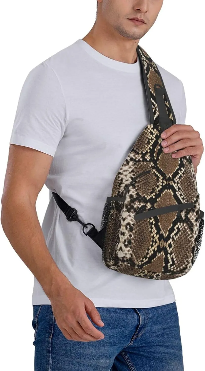Snakeskin Crossbody Bag Snake Shoulder Bag Backpack Funny Sling Bag Chest Casual Daypack for Outdoor
