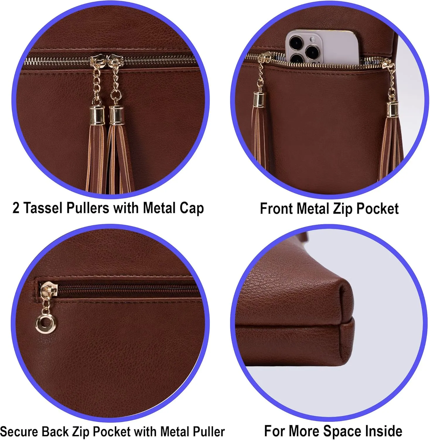 Solene Womens Lightweight Medium Crossbody Purse with Tassel, Perfect Size Crossbody Bags for Daily Use, travel
