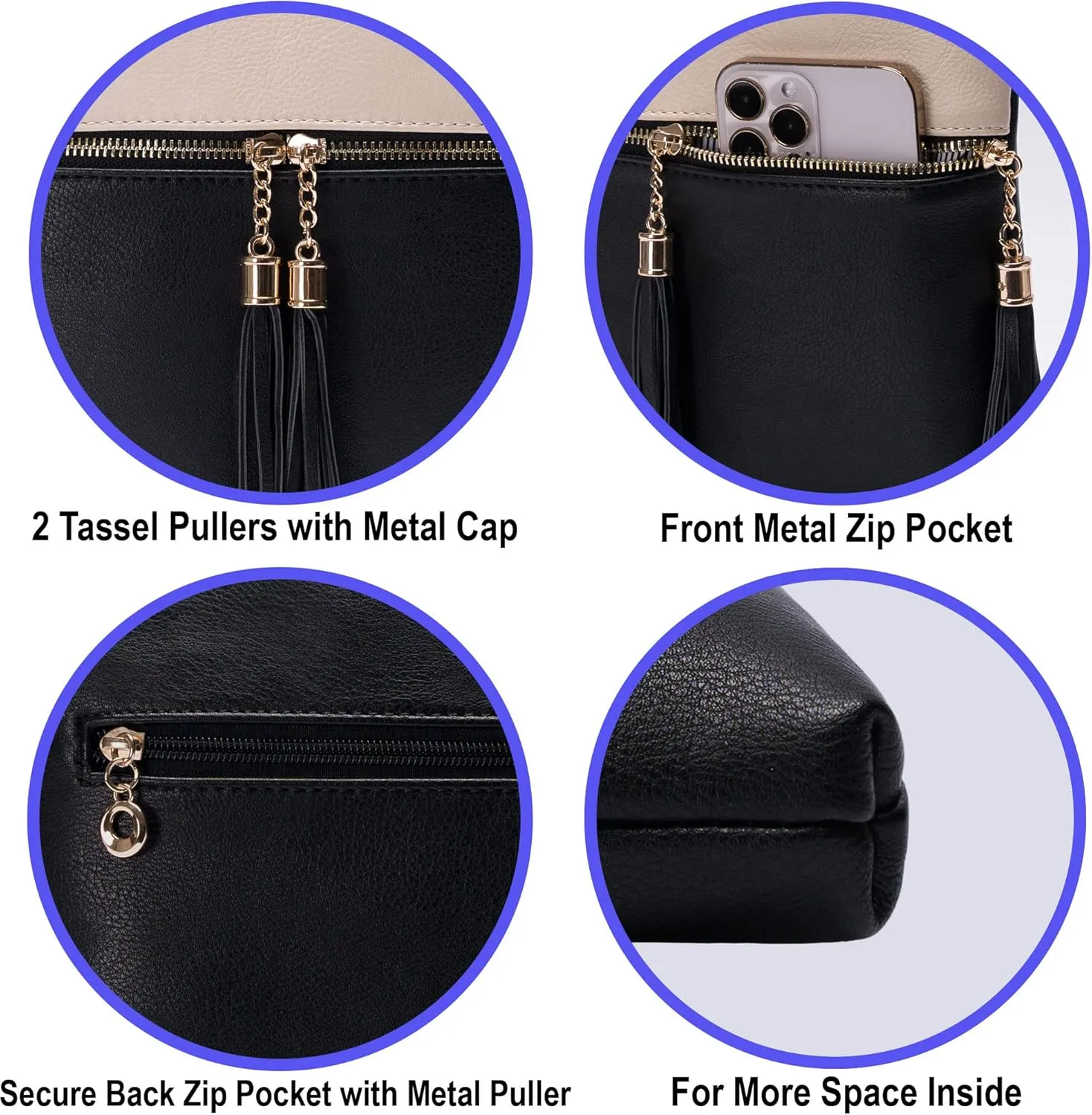 Solene Womens Lightweight Medium Crossbody Purse with Tassel, Perfect Size Crossbody Bags for Daily Use, travel