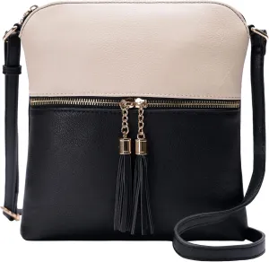 Solene Womens Lightweight Medium Crossbody Purse with Tassel, Perfect Size Crossbody Bags for Daily Use, travel