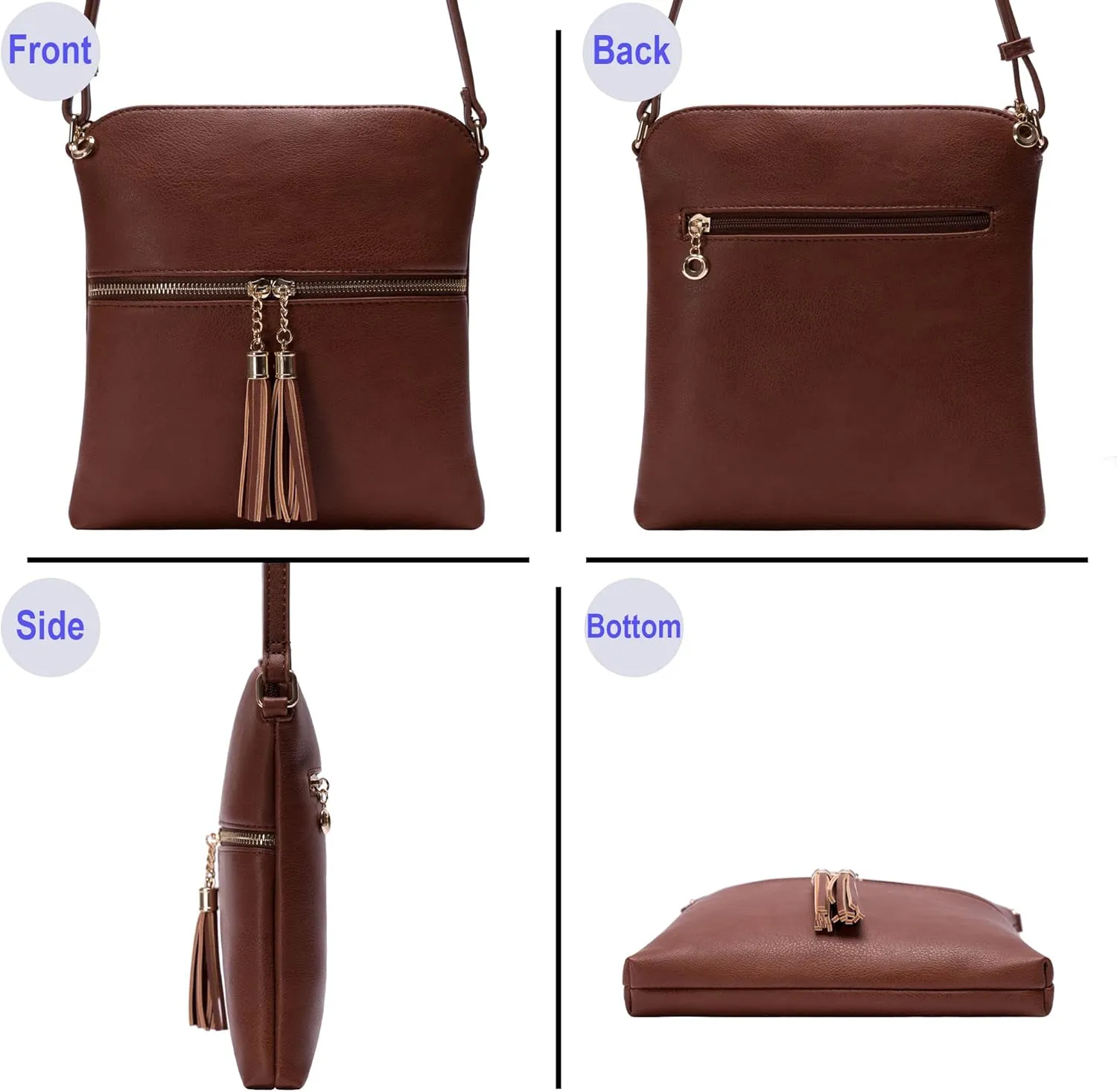 Solene Womens Lightweight Medium Crossbody Purse with Tassel, Perfect Size Crossbody Bags for Daily Use, travel