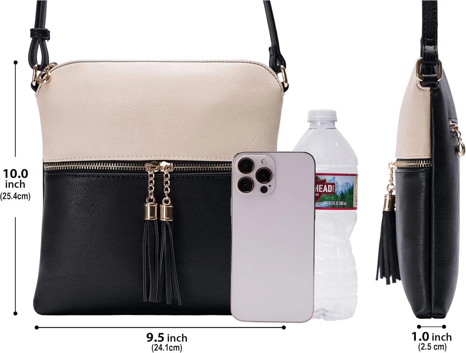 Solene Womens Lightweight Medium Crossbody Purse with Tassel, Perfect Size Crossbody Bags for Daily Use, travel