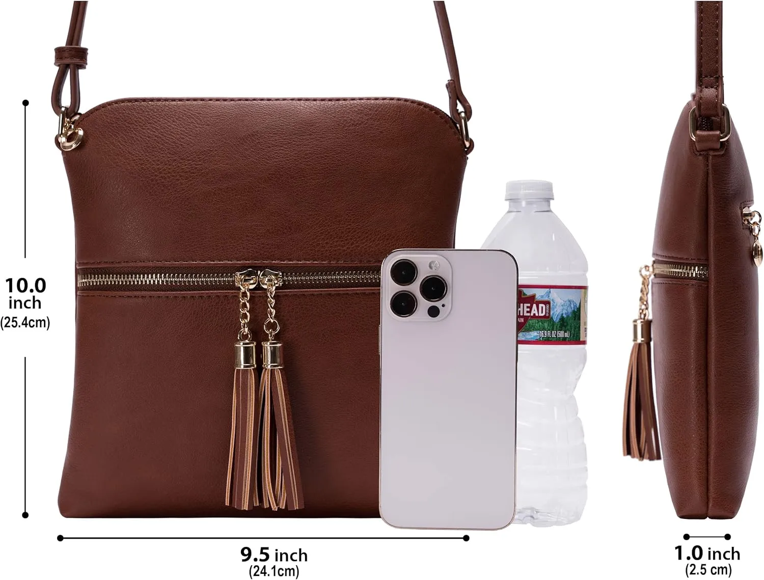 Solene Womens Lightweight Medium Crossbody Purse with Tassel, Perfect Size Crossbody Bags for Daily Use, travel