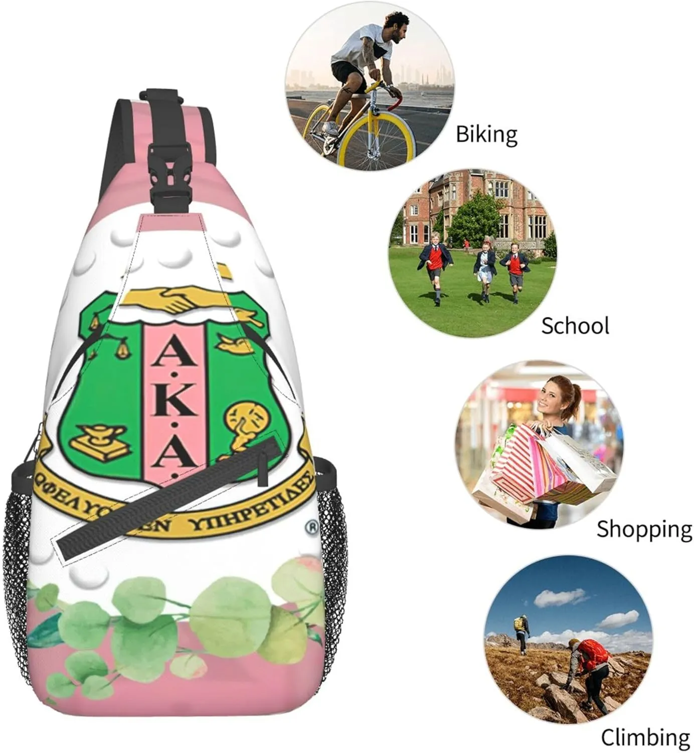 Sorority Gifts Unisex Crossbody Backpack Sling Bag chest bag for Hiking Traveling Outdoor Daypack