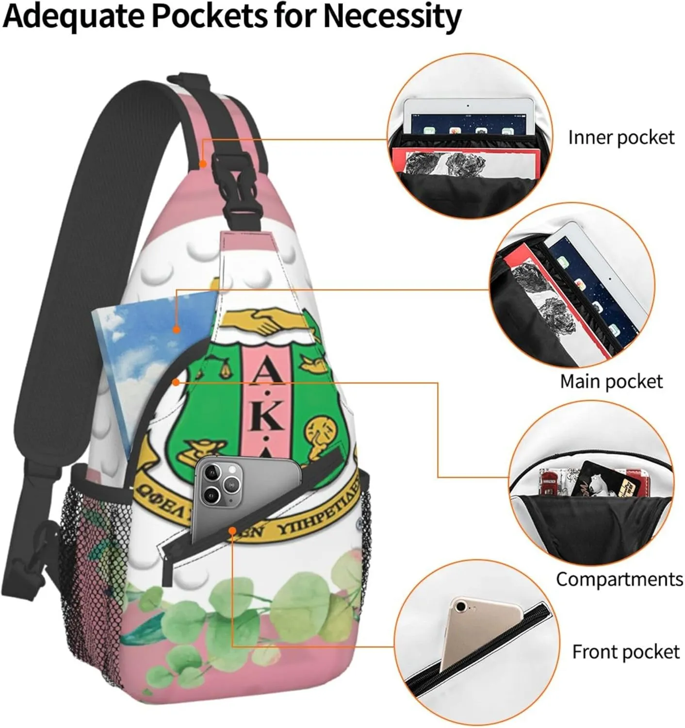Sorority Gifts Unisex Crossbody Backpack Sling Bag chest bag for Hiking Traveling Outdoor Daypack