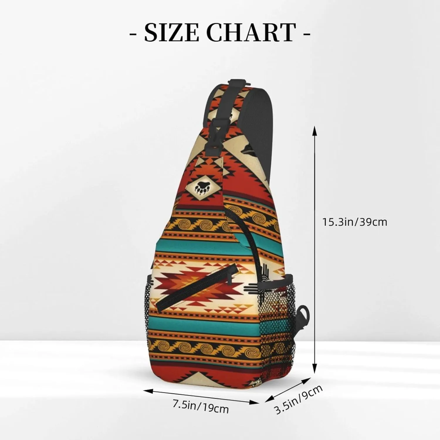 Southwest Native American Indian Aztec Bear Men'S Crossbody Bag Travel Hiking Shoulder Backpack Chest Bag