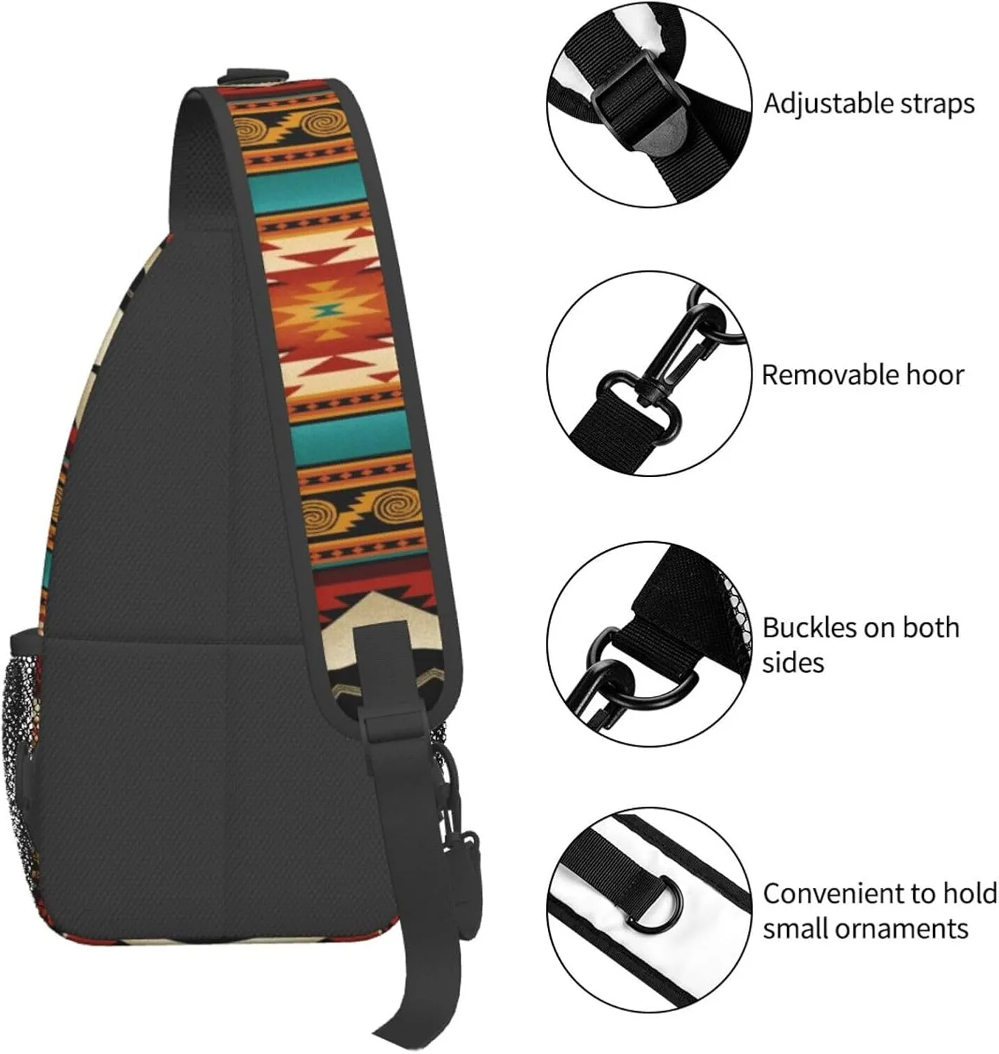 Southwest Native American Indian Aztec Bear Men'S Crossbody Bag Travel Hiking Shoulder Backpack Chest Bag