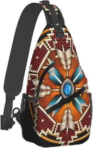 Southwest Native American Indian Aztec Men'S Crossbody Bag Travel Hiking Shoulder Backpack Chest Bag