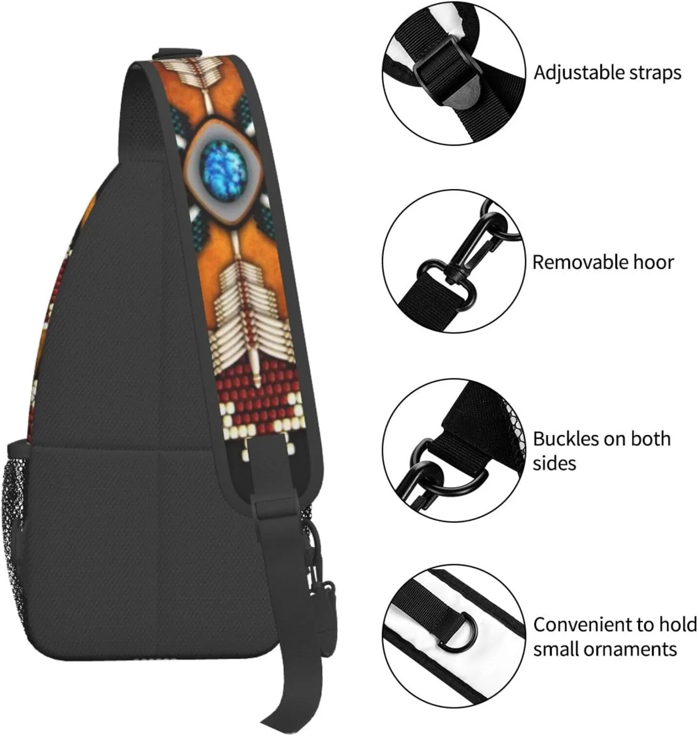 Southwest Native American Indian Aztec Men'S Crossbody Bag Travel Hiking Shoulder Backpack Chest Bag