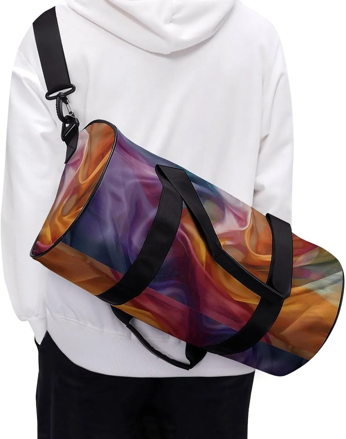 Sports Gym Bag for Women Men Travel Duffel Bag Hand Painted Silk Weekender Bag Canvas Carry on Overnight Bag for Travel Swimming Fitness Workout Sports Duffle Bag, 17.7in/9in/9in, style