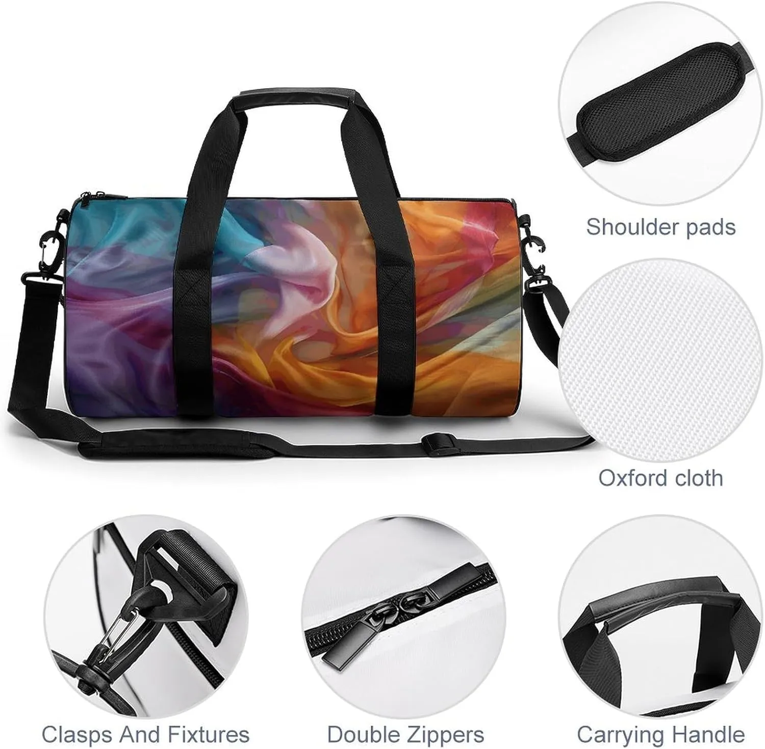 Sports Gym Bag for Women Men Travel Duffel Bag Hand Painted Silk Weekender Bag Canvas Carry on Overnight Bag for Travel Swimming Fitness Workout Sports Duffle Bag, 17.7in/9in/9in, style