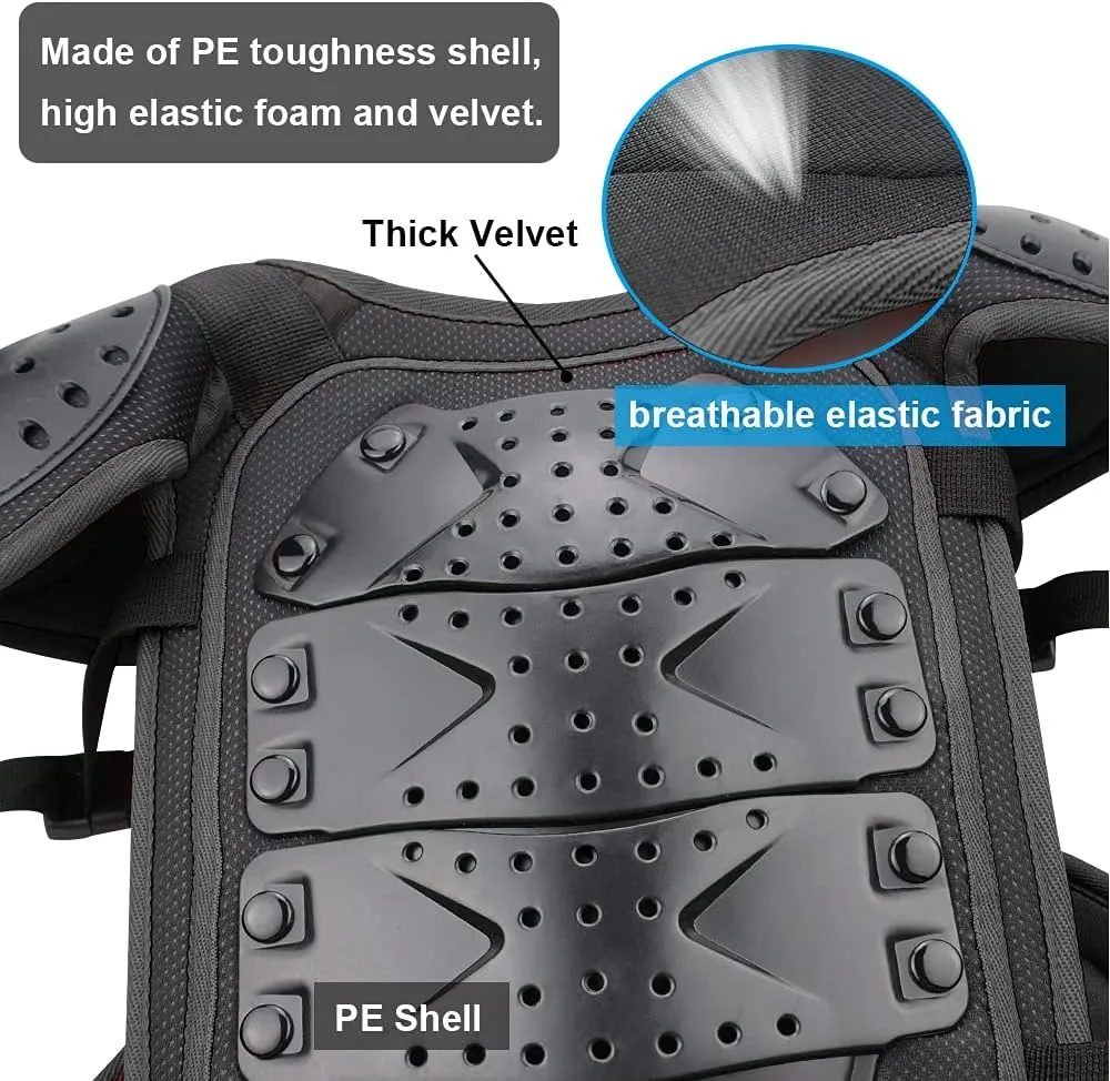 StarknightMT Upgraded Kids Motorcycle Armor Suit Teen Dirt Bike Gear Riding Protective Set for Cycling, Skateboarding, Skiing, Skating, Off-Road (Black)