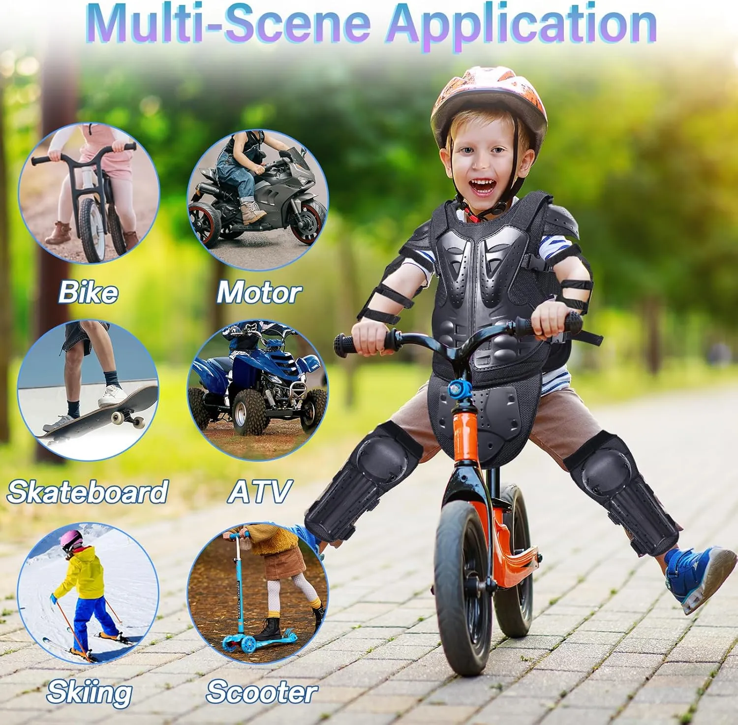 StarknightMT Upgraded Kids Motorcycle Armor Suit Teen Dirt Bike Gear Riding Protective Set for Cycling, Skateboarding, Skiing, Skating, Off-Road (Black)