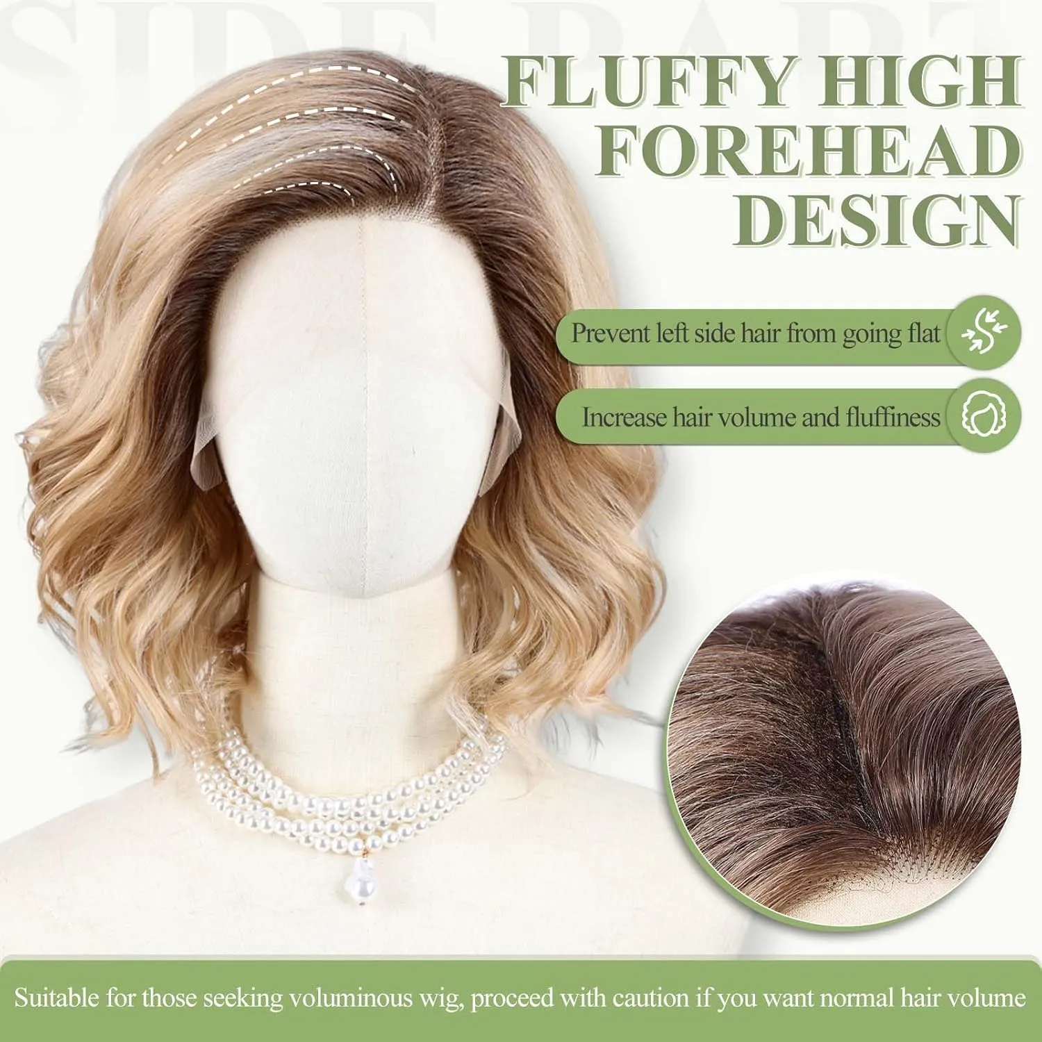 starluck Side Part Wavy Wig Blonde with Brown Root Layered Lace Front Bob Wig 14 Inch Shoulder Length Heat Resistant Synthetic Wig for White Women