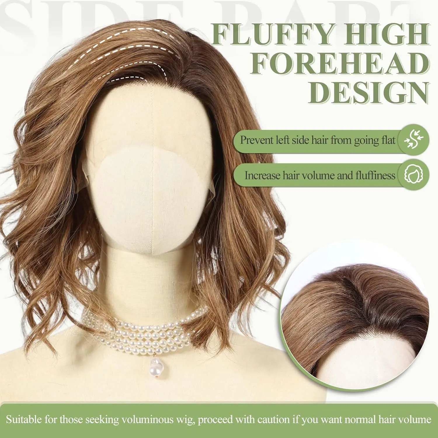 starluck Side Part Wavy Wig Ombre Brown Layered Lace Front Bob Wig 14 Inch Shoulder Length Heat Resistant Synthetic Wig for White Women