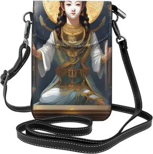 Statue Of God Women'S With Tassel Small Crossbody Leather Cell Phone Bag Purse For Walking Camping Shopping Dating