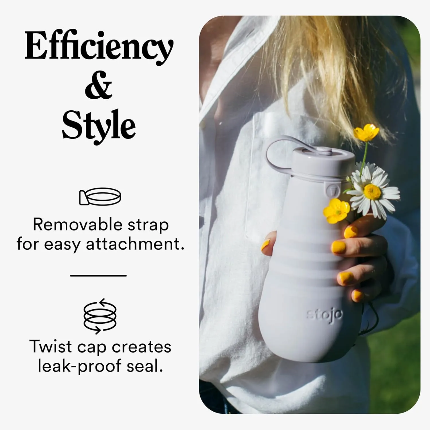 STOJO Collapsible Water Bottle – Carbon Gray, 20oz / 592ml - Leak-Proof Reusable Silicone Travel Cup for Hot & Cold Drinks - Microwave & Dishwasher Safe