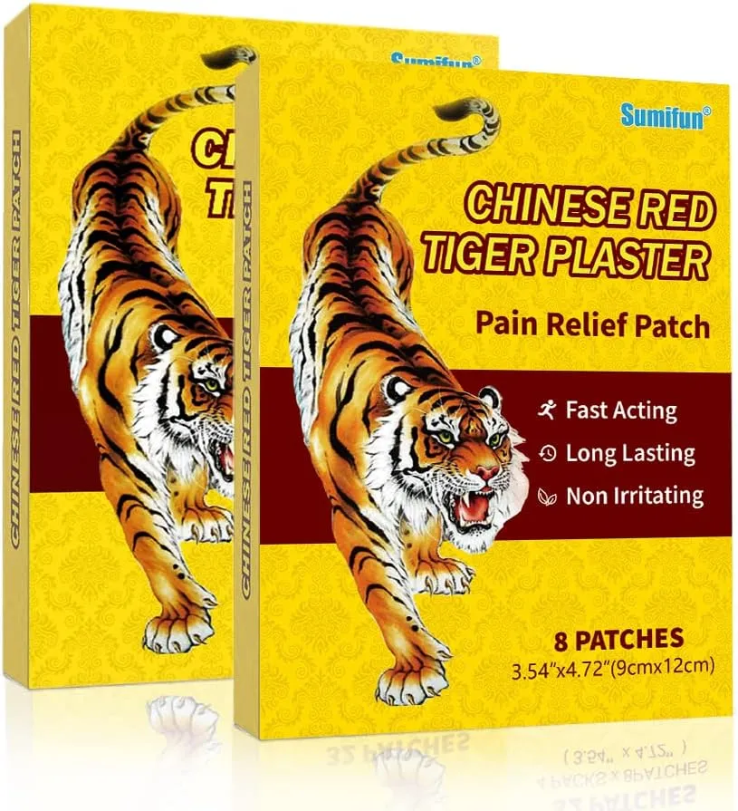 Sumifun Tiger Relieving Patch, Chinese Tiger Plaster, for Shoulder, Back, Knee, Joint & Muscle, 64 Counts
