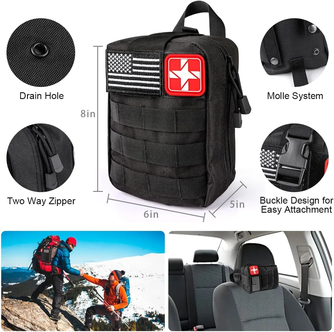 Survival Kits,222 PCS Emergency Survival Gear First Aid Kits with Molle System Compatible Bag Outdoor Camping Gear Emergency Kits for Hunting,Hiking,Fishing, Gifts for Men Women