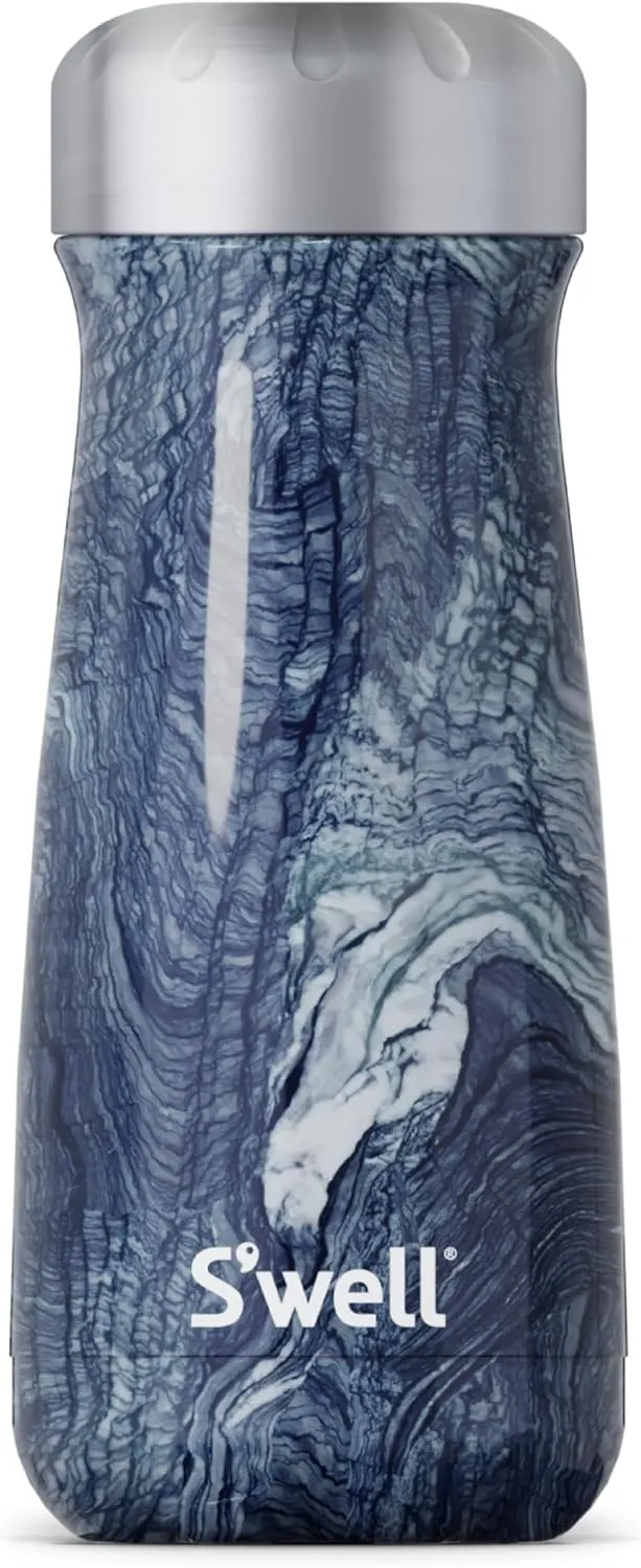 S'well Stainless Steel Traveler, 16oz, Azurite Marble, Triple Layered Vacuum Insulated Containers Keeps Drinks Cold for 24 Hours and Hot for 12, BPA Free, Easy Carrying On the Go