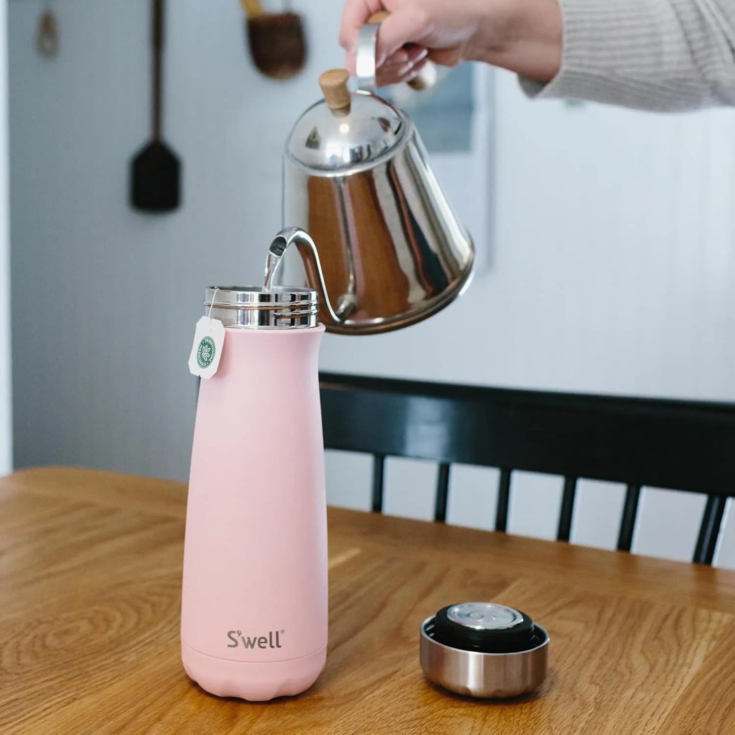 S'well Stainless Steel Traveler, 16oz, Pink Topaz, Triple Layered Vacuum Insulated Containers Keeps Drinks Cold for 24 Hours and Hot for 12, BPA Free, Easy Carrying On the Go