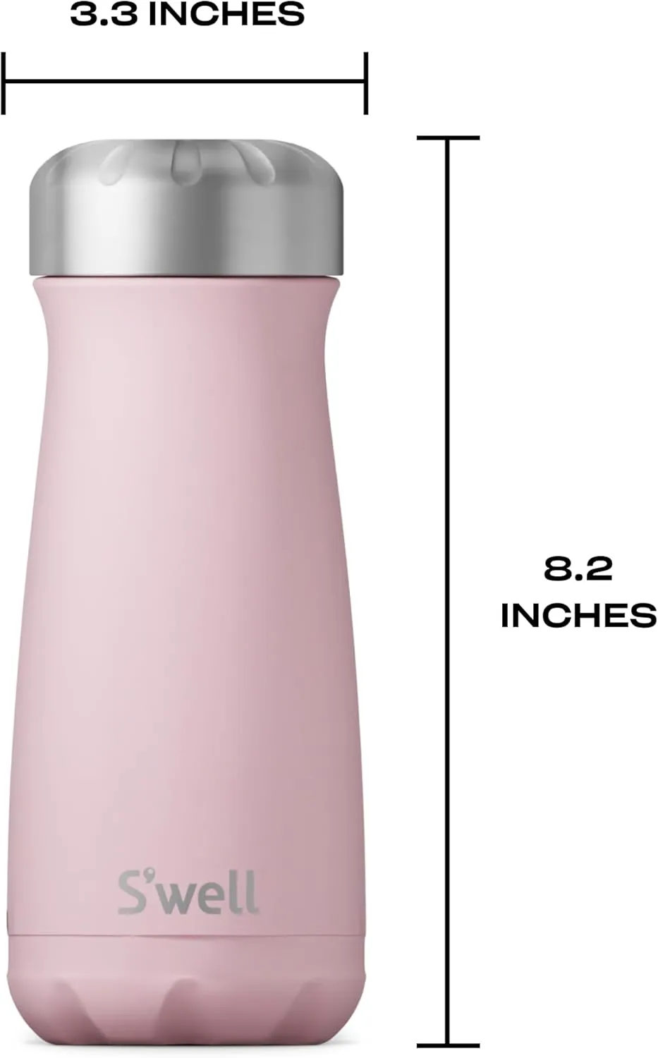 S'well Stainless Steel Traveler, 16oz, Pink Topaz, Triple Layered Vacuum Insulated Containers Keeps Drinks Cold for 24 Hours and Hot for 12, BPA Free, Easy Carrying On the Go