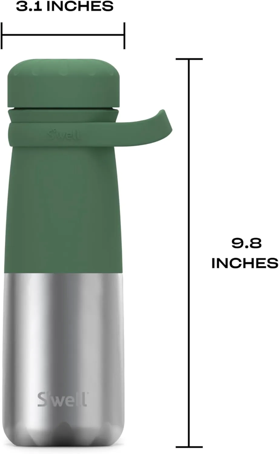 S'well Stainless Steel Traveler With Handle, 24oz, Matcha Silver Lining, Triple Layered Vacuum Insulated Containers Keeps Drinks Cold for 40 Hours and Hot for 16, BPA Free, Easy Carrying On the Go