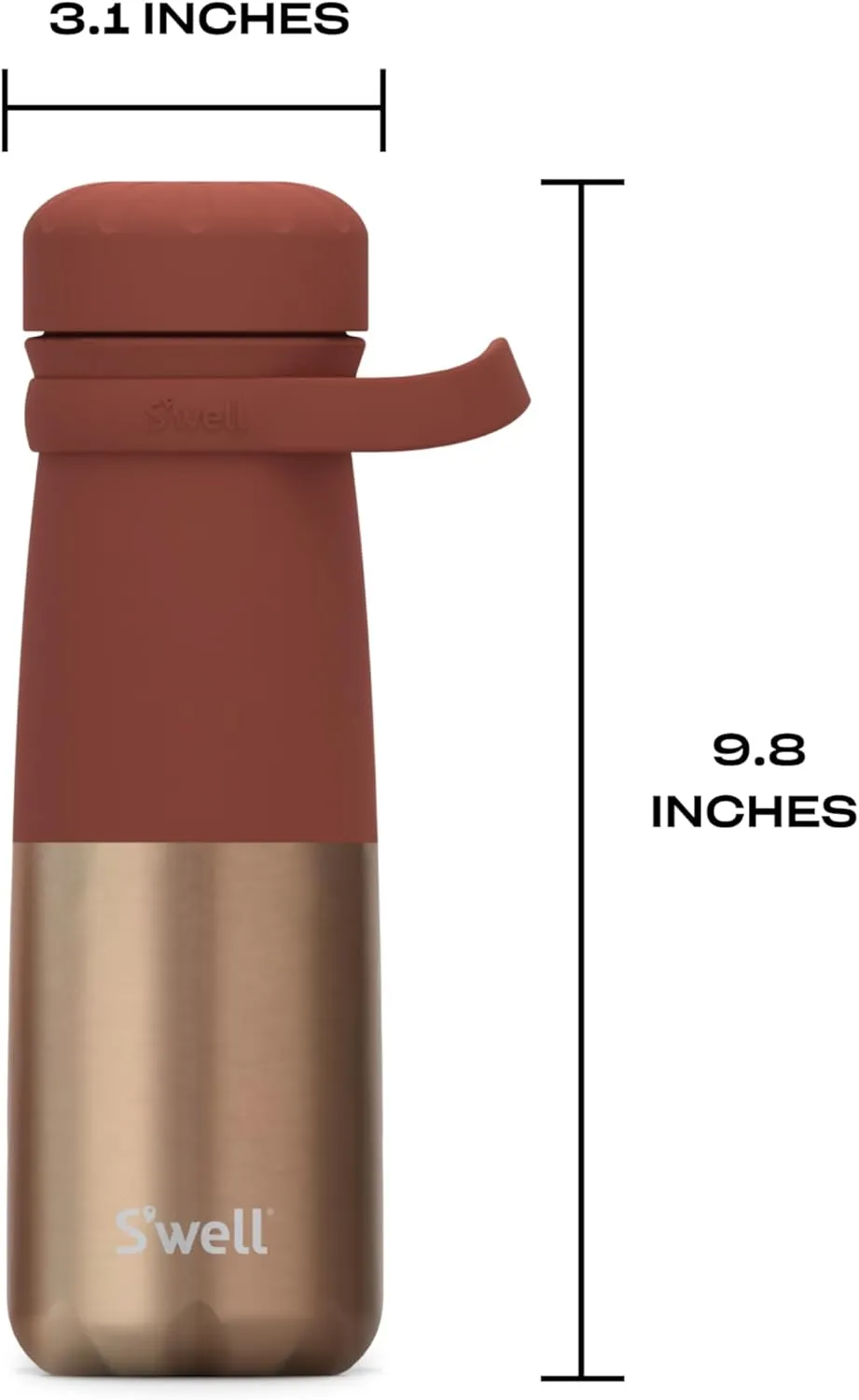 S'well Stainless Steel Traveler With Handle, 24oz, Mauve Pyrite, Triple Layered Vacuum Insulated Containers Keeps Drinks Cold for 40 Hours and Hot for 16, BPA Free, Easy Carrying On the Go