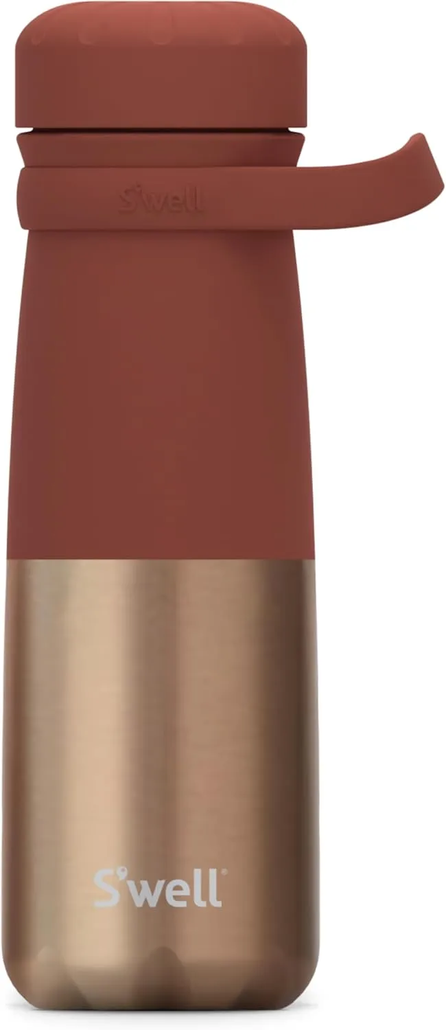 S'well Stainless Steel Traveler With Handle, 24oz, Mauve Pyrite, Triple Layered Vacuum Insulated Containers Keeps Drinks Cold for 40 Hours and Hot for 16, BPA Free, Easy Carrying On the Go