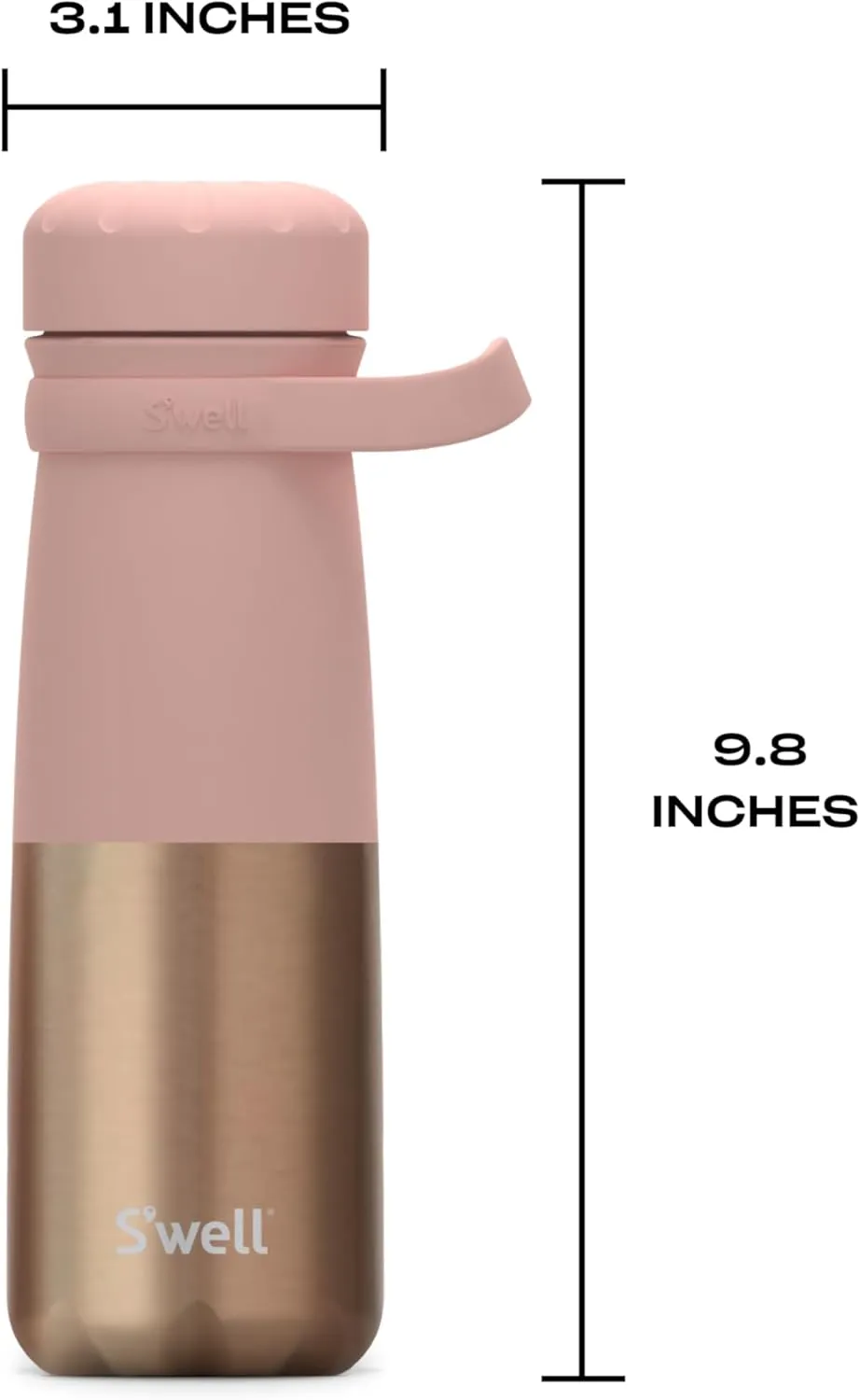 S'well Stainless Steel Traveler With Handle, 24oz, Pink Pyrite, Triple Layered Vacuum Insulated Containers Keeps Drinks Cold for 40 Hours and Hot for 16, BPA Free, Easy Carrying On the Go
