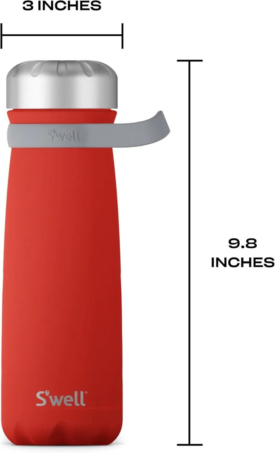 S'well Stainless Steel Traveler With Handle, 24oz, Poppy Red, Triple Layered Vacuum Insulated Containers Keeps Drinks Cold for 40 Hours and Hot for 16, BPA Free, Easy Carrying On the Go