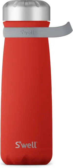 S'well Stainless Steel Traveler With Handle, 24oz, Poppy Red, Triple Layered Vacuum Insulated Containers Keeps Drinks Cold for 40 Hours and Hot for 16, BPA Free, Easy Carrying On the Go