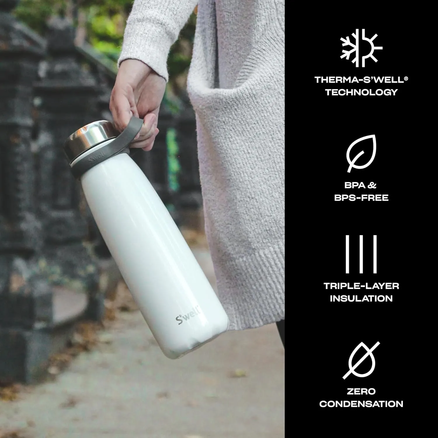 S'well Stainless Steel Traveler With Handle, 40oz, Angel Food, Triple Layered Vacuum Insulated Containers Keeps Drinks Cold for 60 Hours and Hot for 20, BPA Free, Easy Carrying On the Go