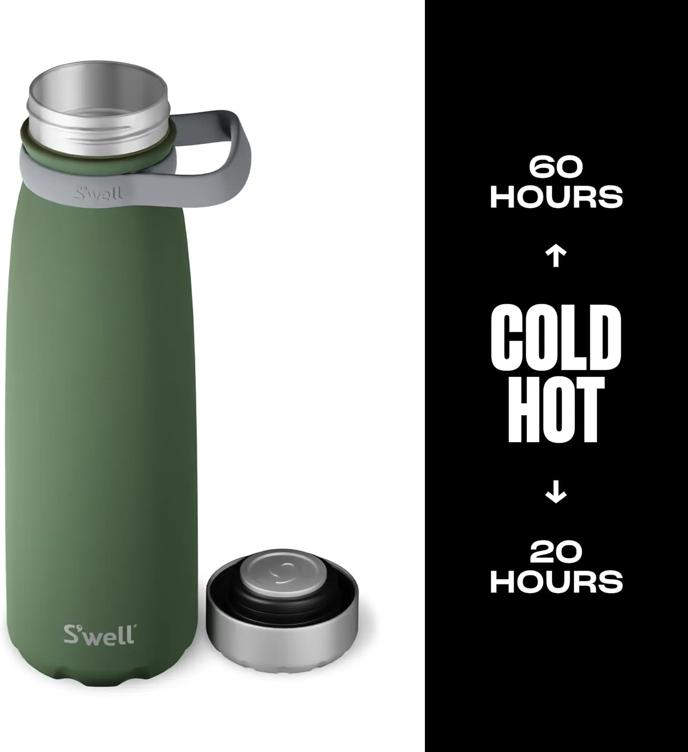 S'well Stainless Steel Traveler With Handle, 40oz, Green Jasper, Triple Layered Vacuum Insulated Containers Keeps Drinks Cold for 60 Hours and Hot for 20, BPA Free, Easy Carrying On the Go