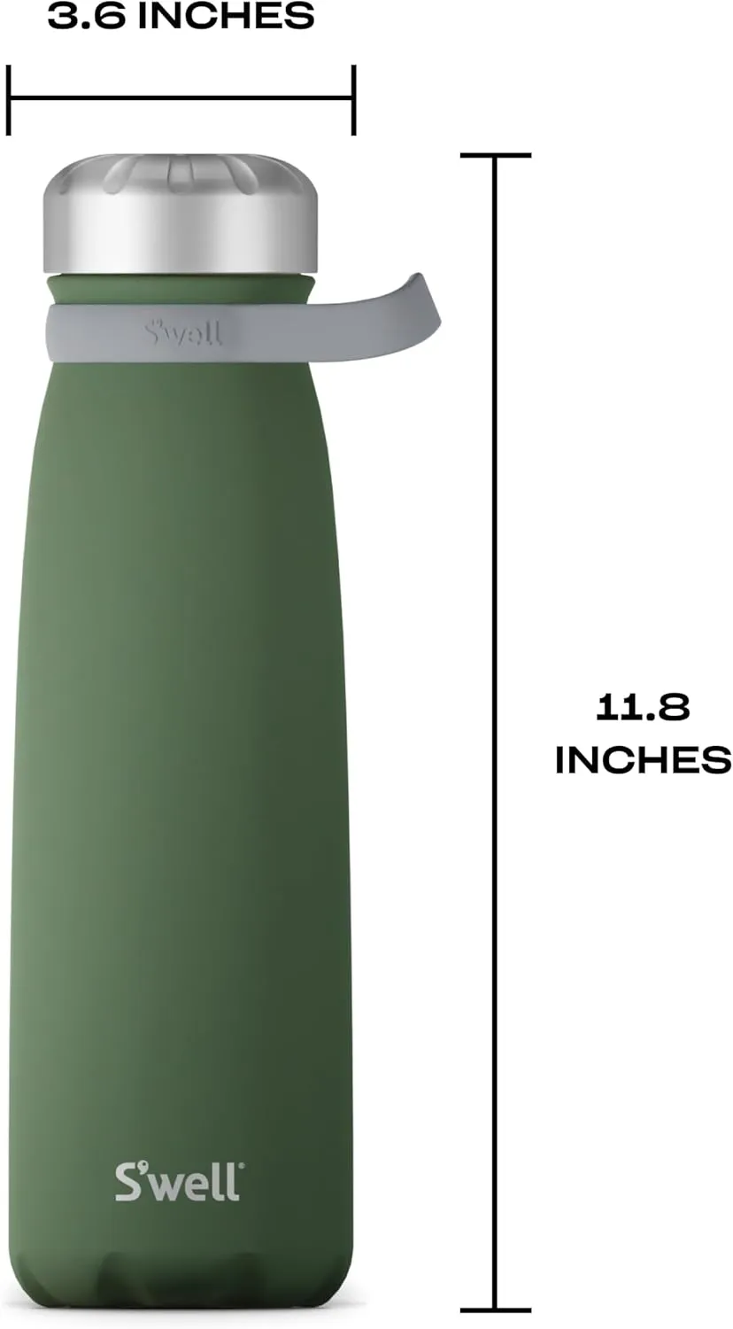 S'well Stainless Steel Traveler With Handle, 40oz, Green Jasper, Triple Layered Vacuum Insulated Containers Keeps Drinks Cold for 60 Hours and Hot for 20, BPA Free, Easy Carrying On the Go