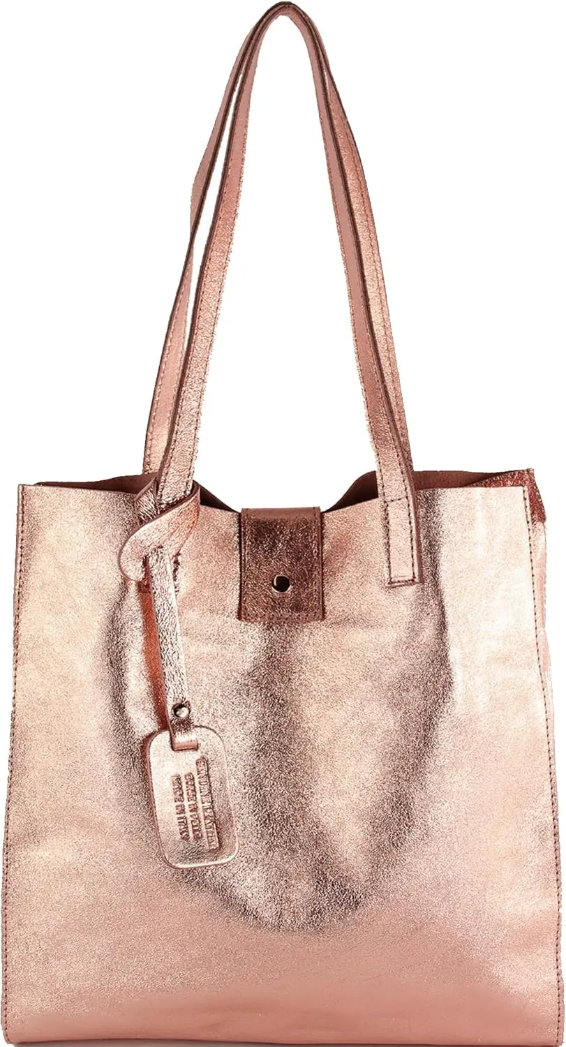 T247 - Ital. leather shopper with removable inner pocket