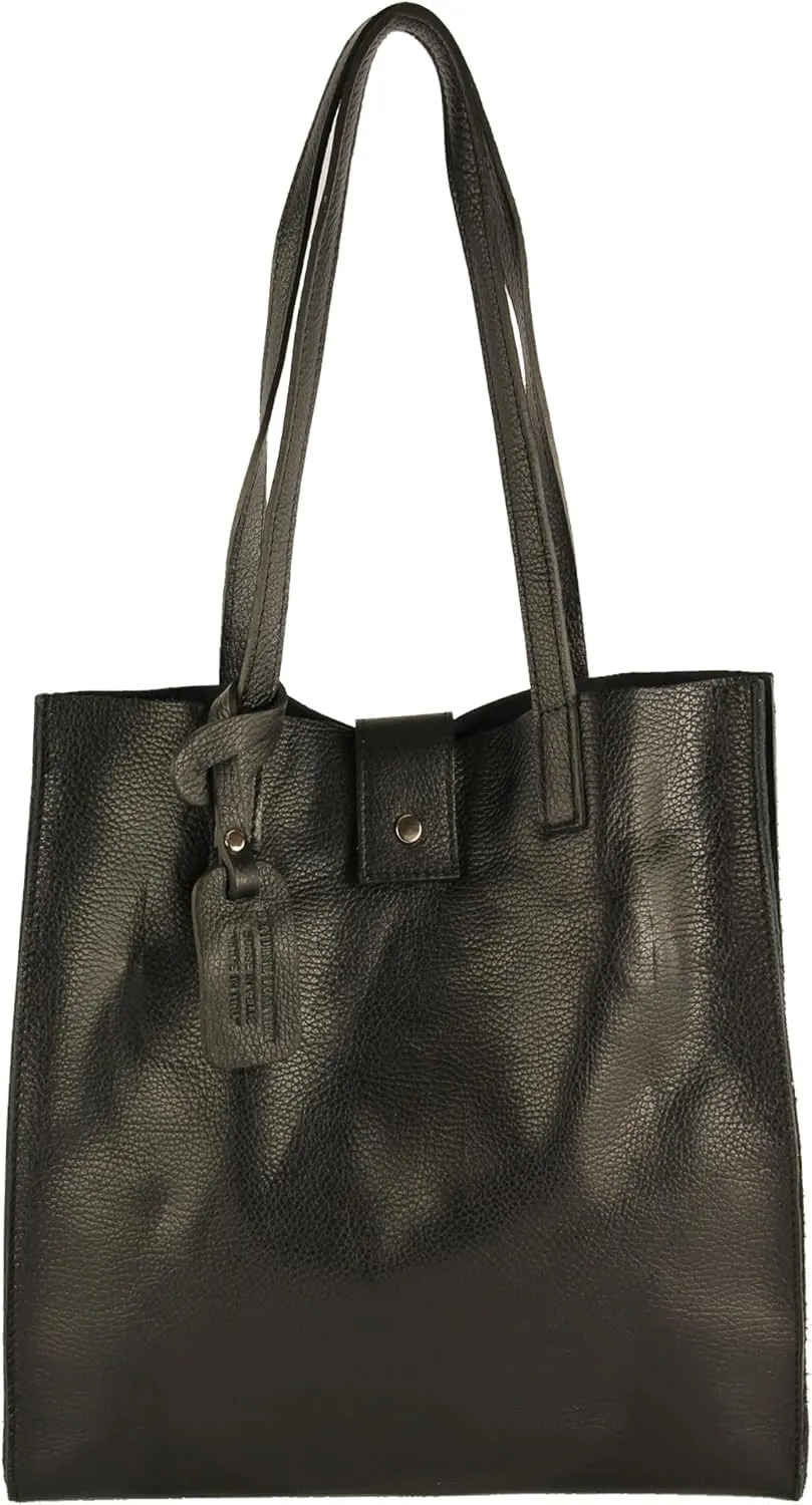 T247 - Ital. leather shopper with removable inner pocket