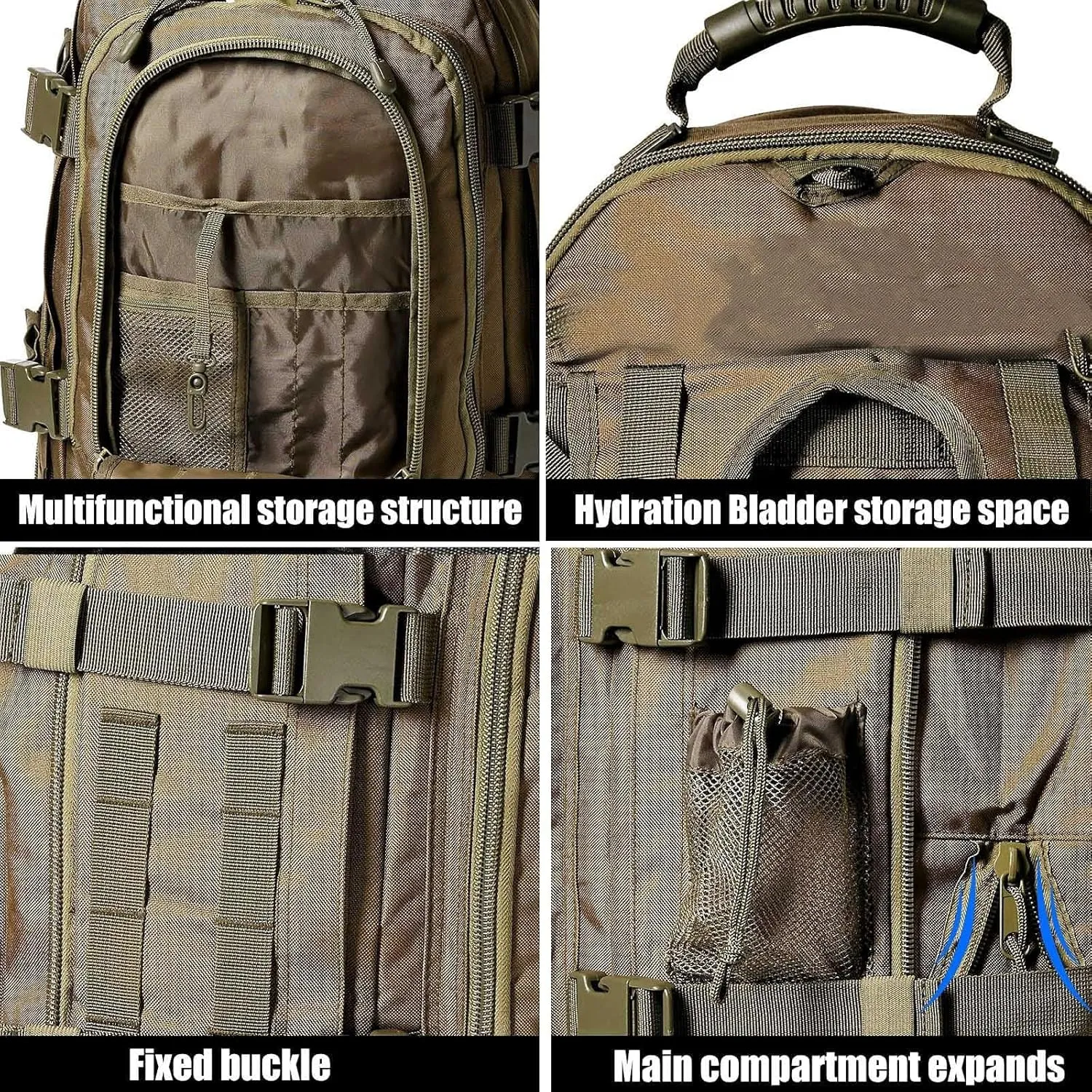 Tactical Backpack Military Army Daypack - Assault Pack for Men Molle Backpacks Bug Out Bag 3 Day Pack for Hiking Camping Travel Hunting Rucksack Trekking Green