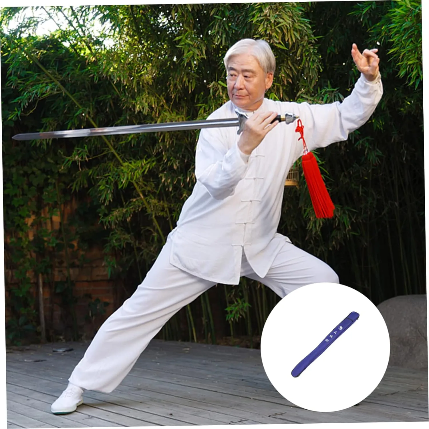 Tai Chi Sword Sets Prop Weapons Case Taichi Carrying Case Swords Cover Canvas Sword Cover Kung Fu Sword Holder Sword Carrying Bag Lengthen Blue Canvas Martial Arts Supplies