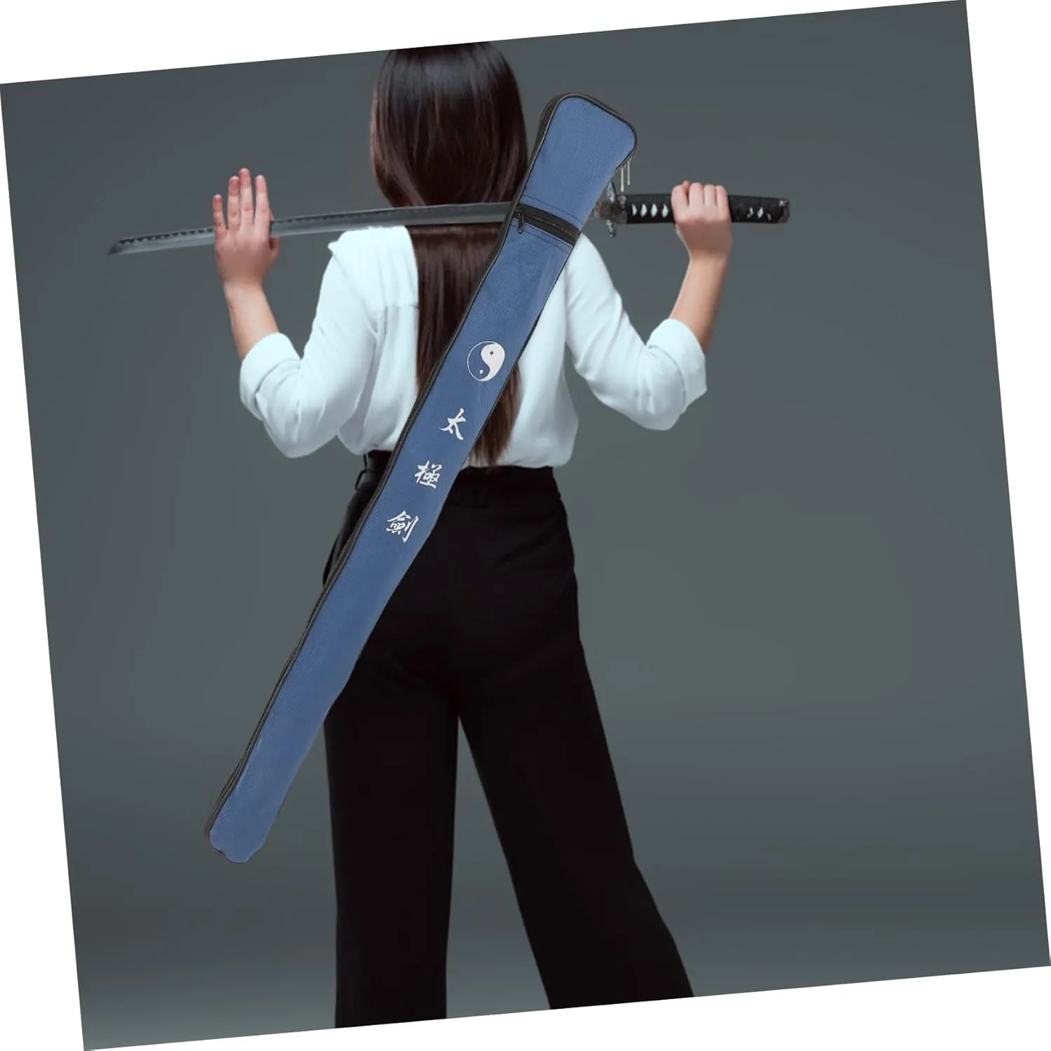 Tai Chi Sword Sets Prop Weapons Case Taichi Carrying Case Swords Cover Canvas Sword Cover Kung Fu Sword Holder Sword Carrying Bag Lengthen Blue Canvas Martial Arts Supplies